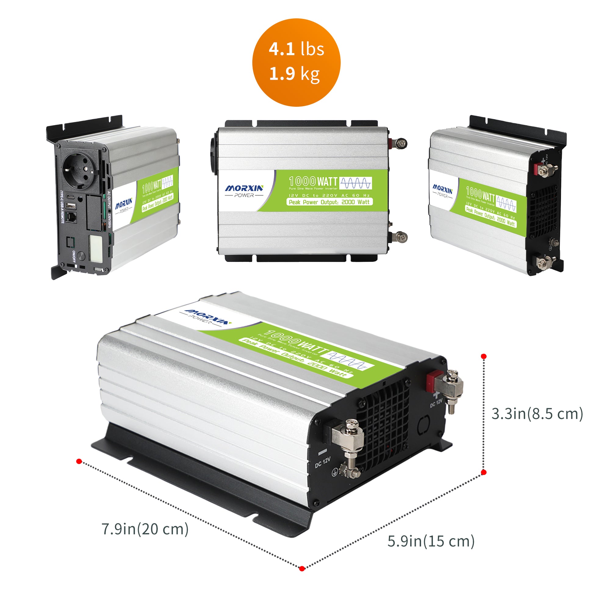 Morxin Power 12V 1000W Pure Sine Wave Inverter