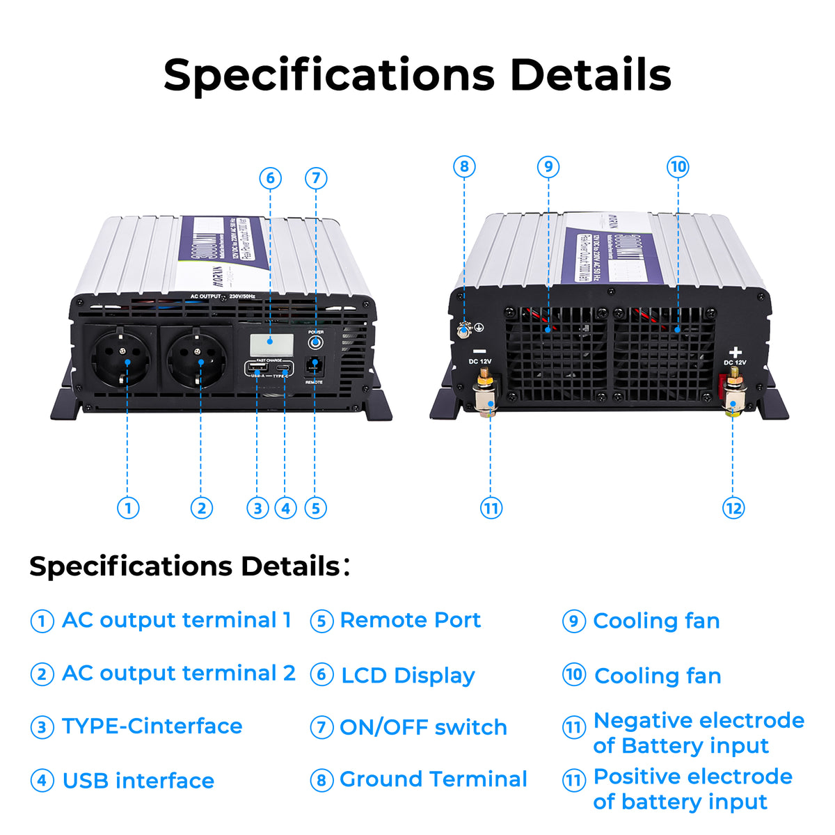 MorxinVolt 12V 3000W Modified Sine Wave Inverter