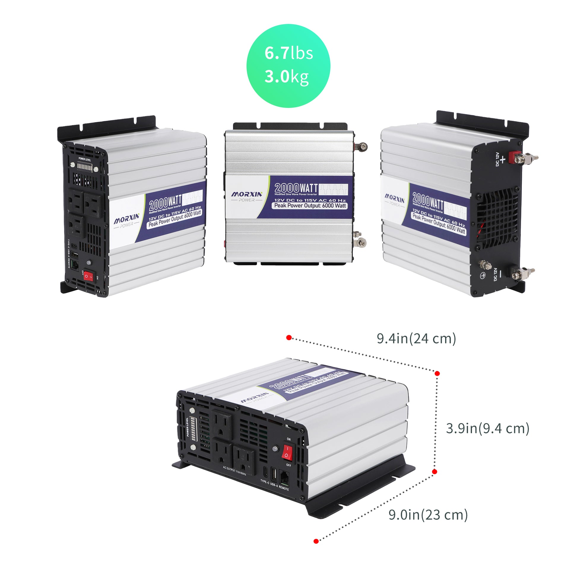Morxin Power 12V 2000W Modified Sine Wave Inverter