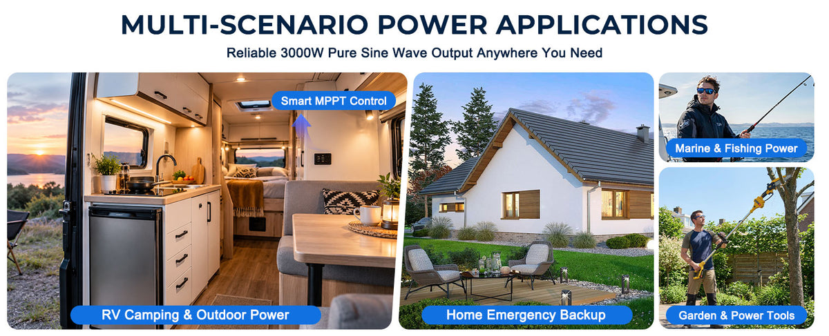 MorxinVolt 3000W 24V Pure Sine Wave Inverter Charger, DC to 220V AC Hybrid Solar Inverter, 6000W Surge Peak Power for RV, Cabin, Home Off‑Grid Backup Power