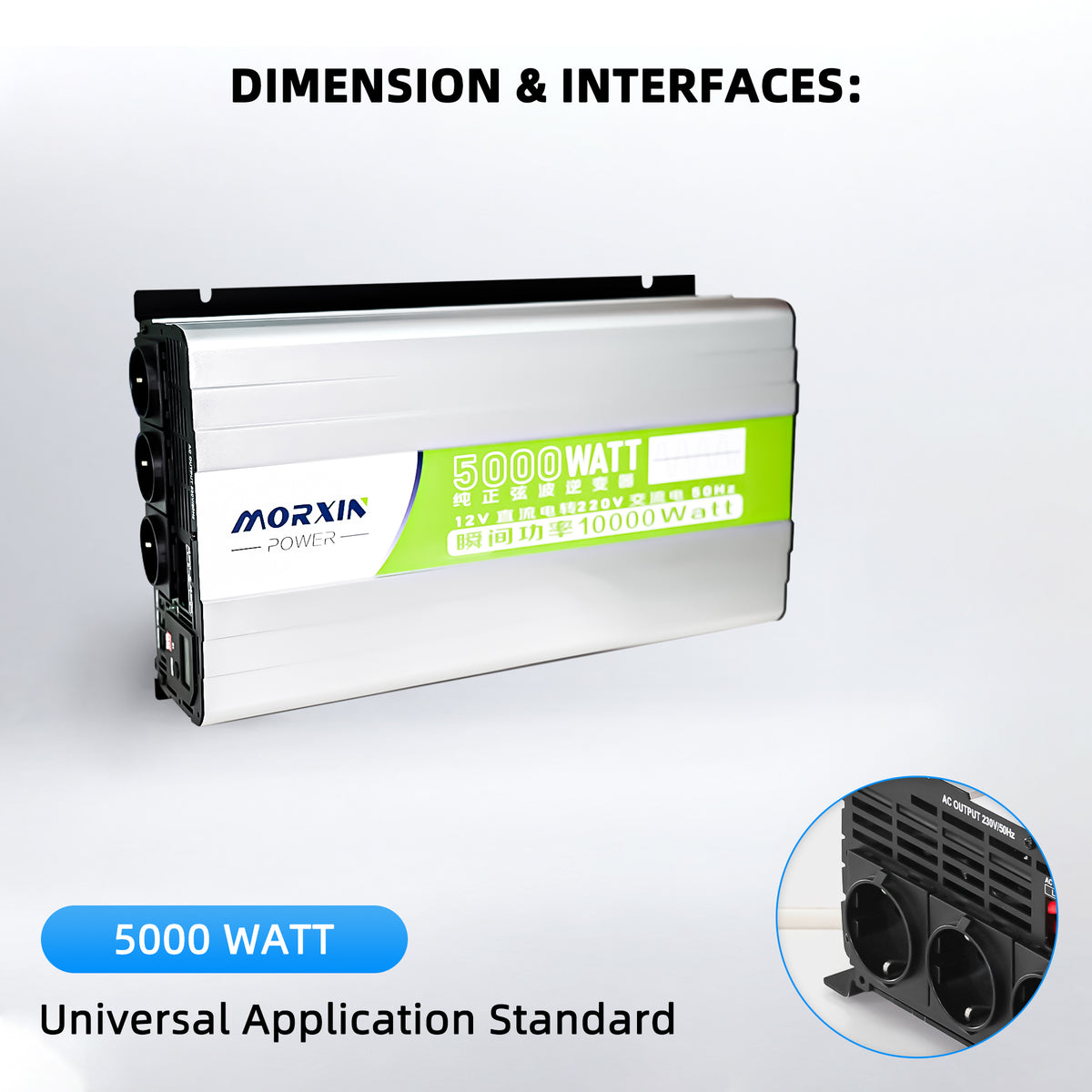 MorxinVolt 12V 5000W Pure Sine Wave Inverter