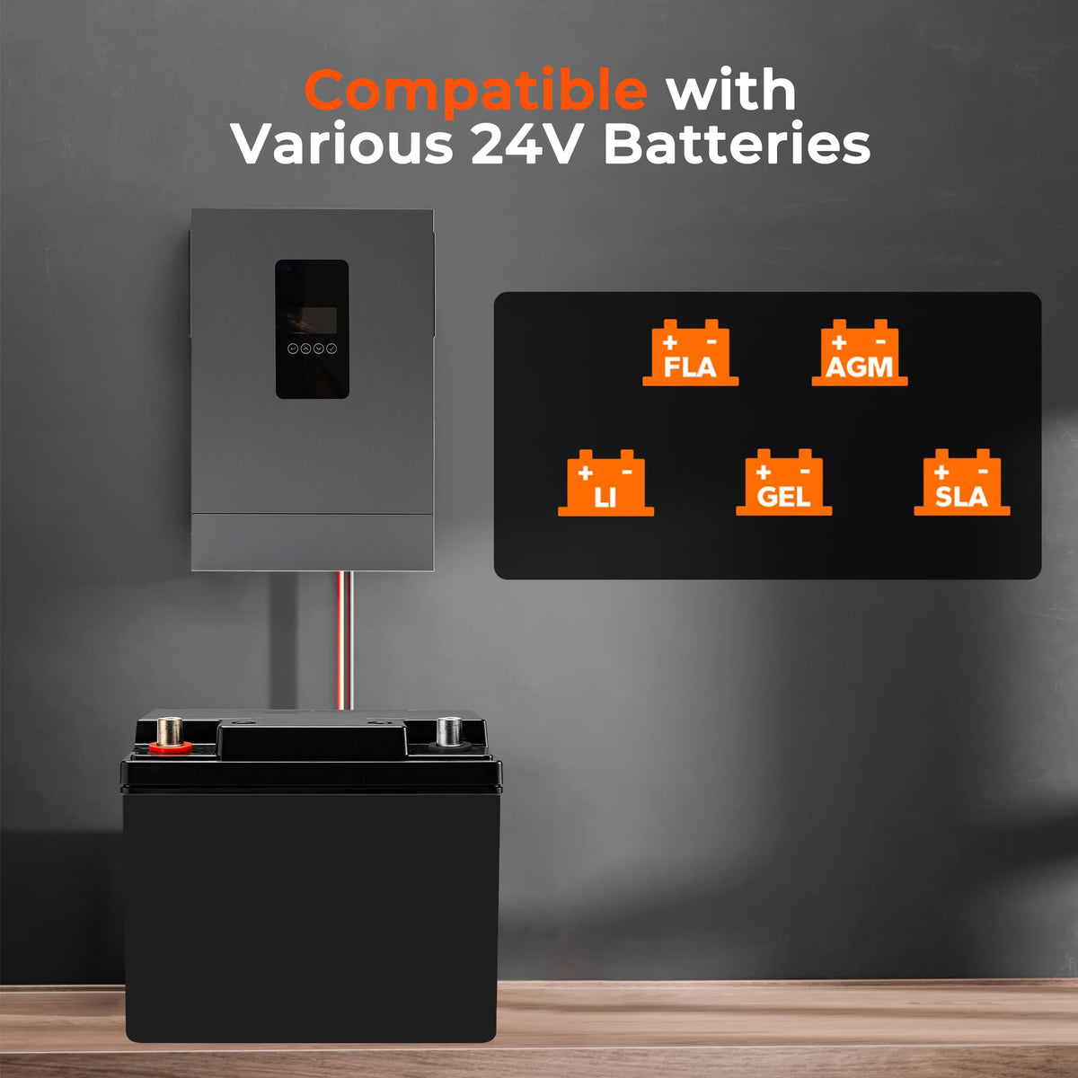 3600W 24V Hybrid Solar Inverter | Parallel Capable, 100A MPPT, Pure Sine Wave Off-Grid Power