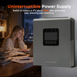 6000W 48V Off-Grid Solar Inverter, 6kW Pure Sine Wave Hybrid Inverter with 120A MPPT Charge Controller, WiFi Monitor