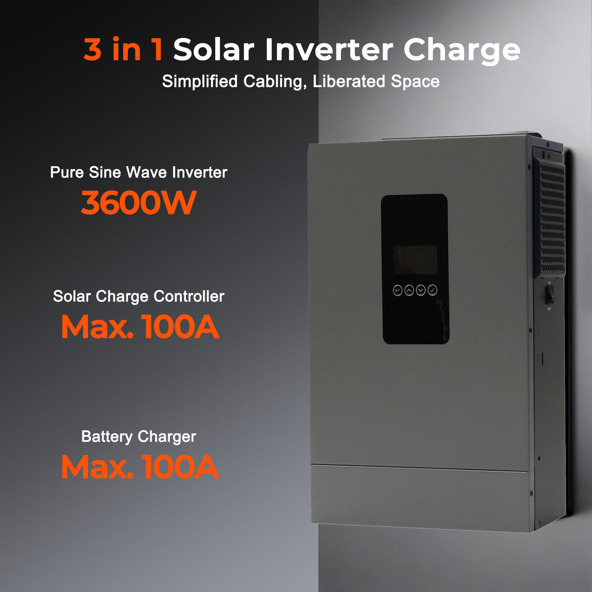 3600W 24V Hybrid Solar Inverter | Parallel Capable, 100A MPPT, Pure Sine Wave Off-Grid Power