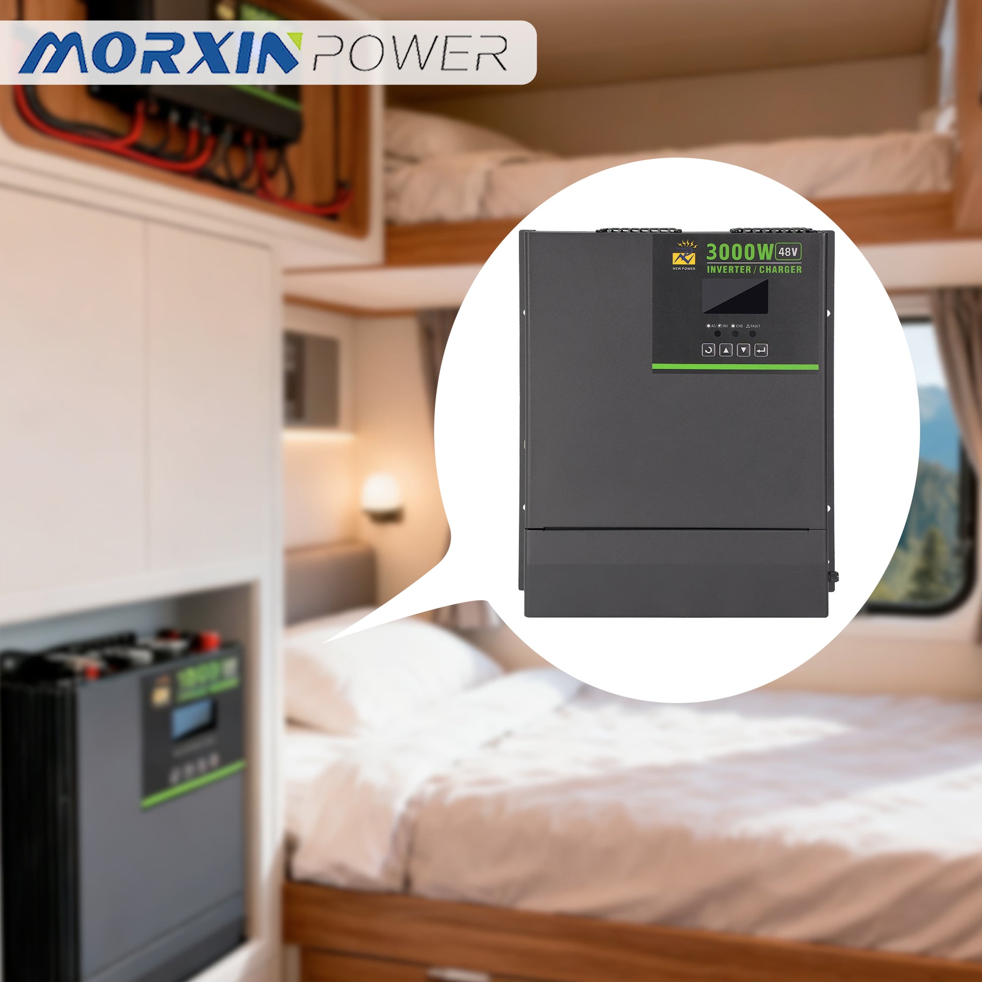 MorxinVolt 3000W Pure Sine Wave Inverter Charger 48V DC to 120V/220V AC Off-Grid Solar Inverter