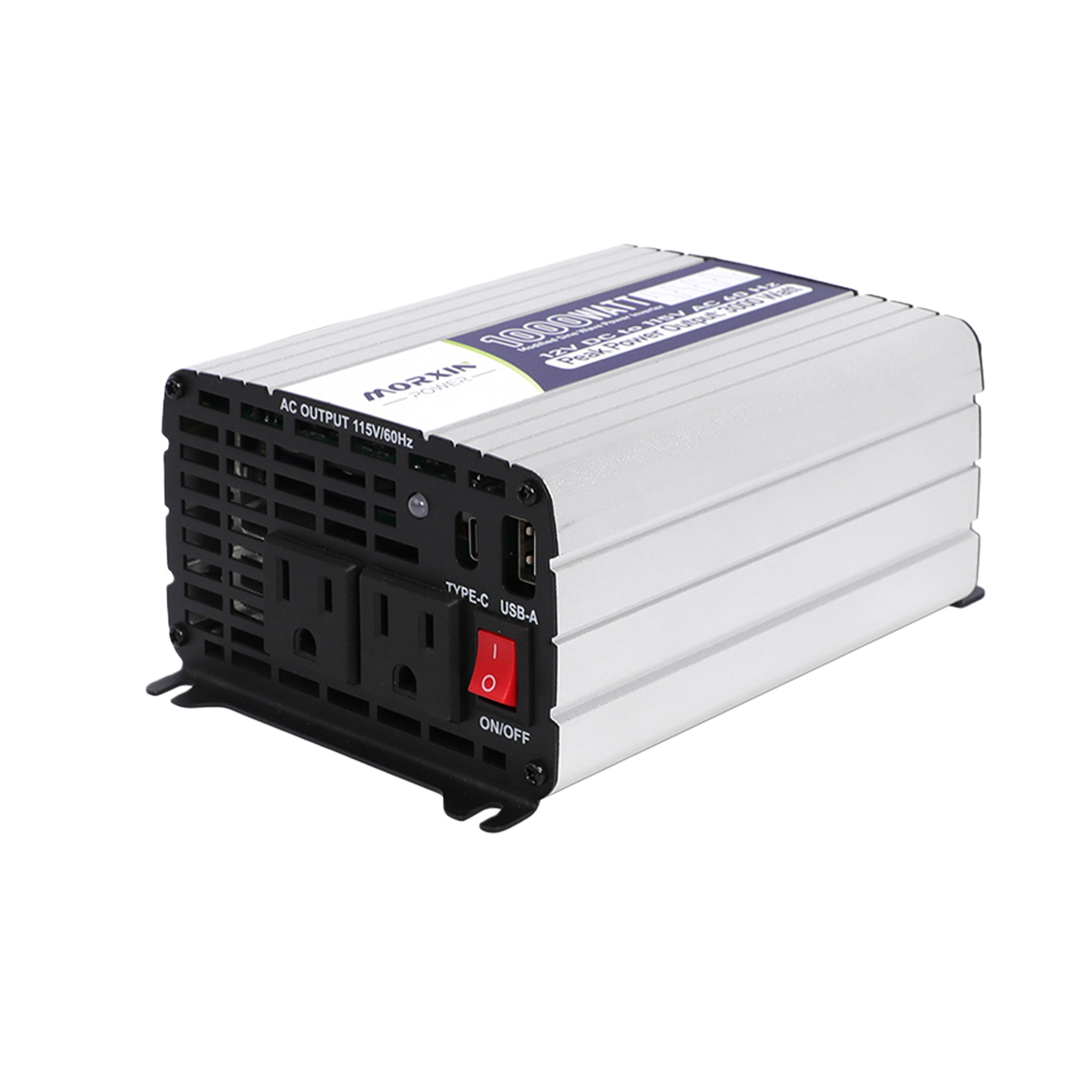 The Mroxin Power 600W modified sine wave power inverter with dual AC outlets, USB ports, and an on/off switch is designed for efficient power conversion.