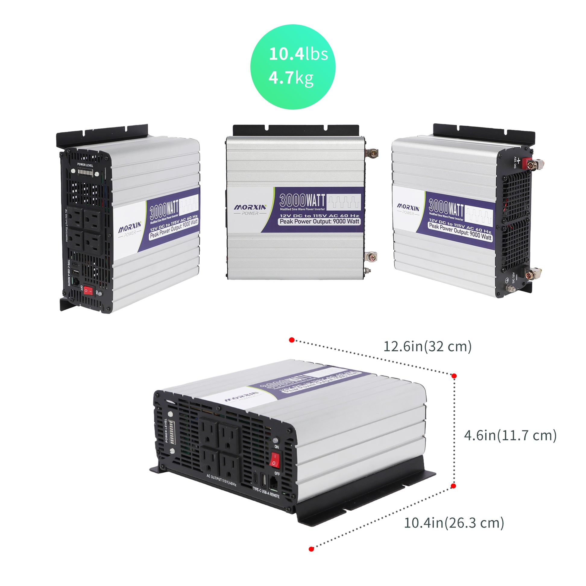 Morxin Power 12V 3000W Modified Sine Wave Inverter