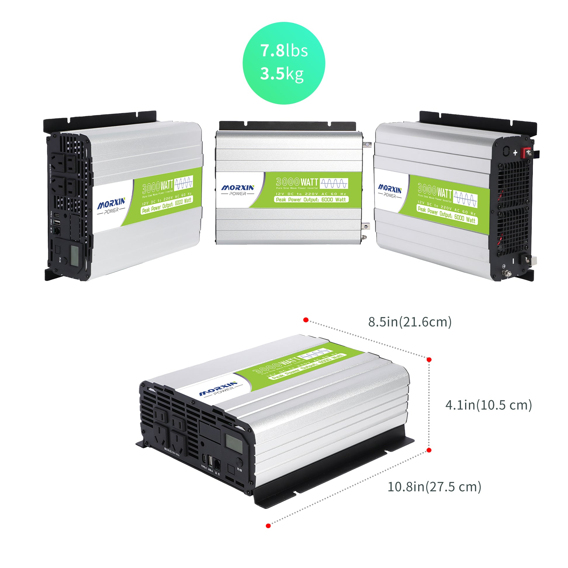 Morxin Power 12V 3000W Pure Sine Wave Inverter