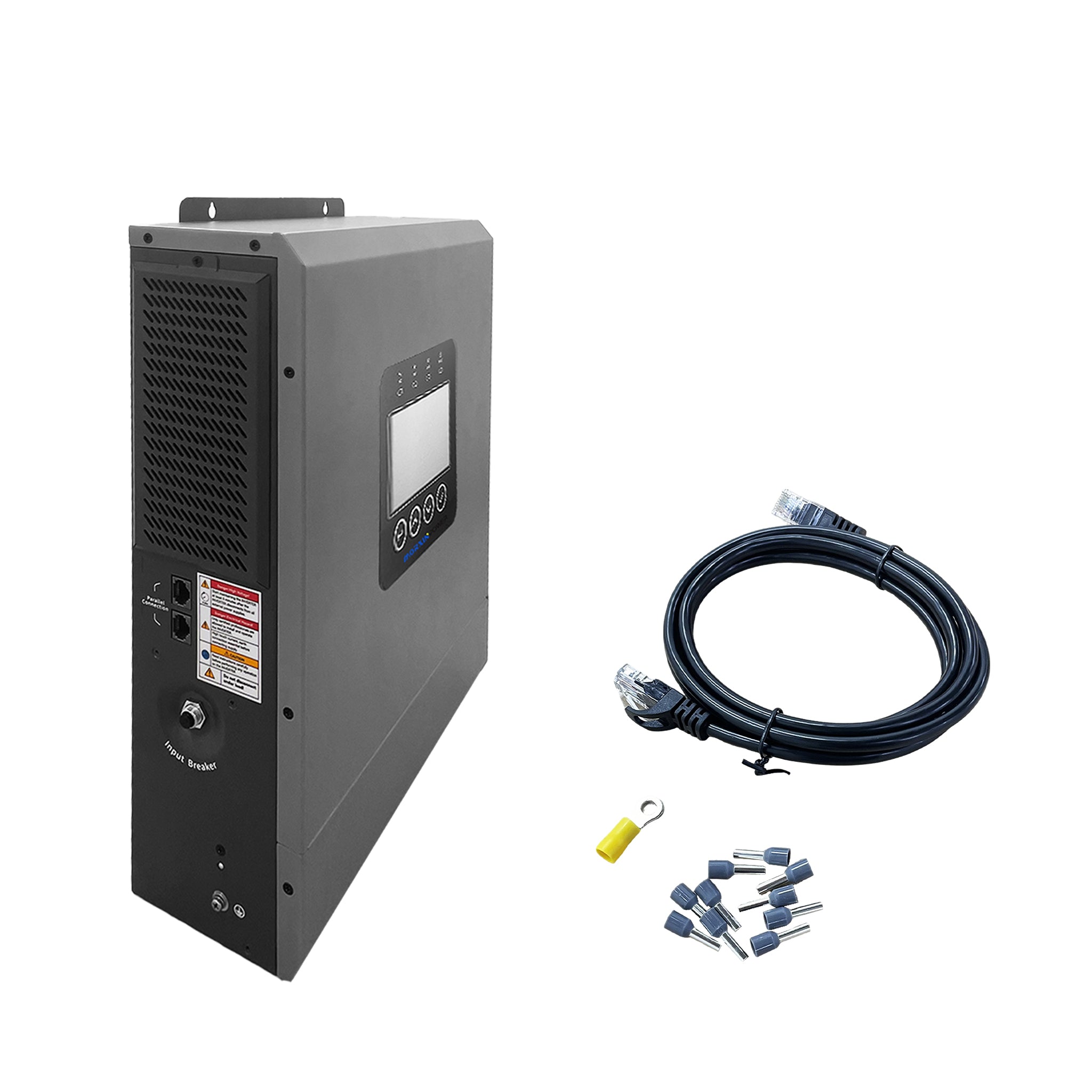 Morxin Power 48V 6000W hybrid solar inverter with all included accessories.