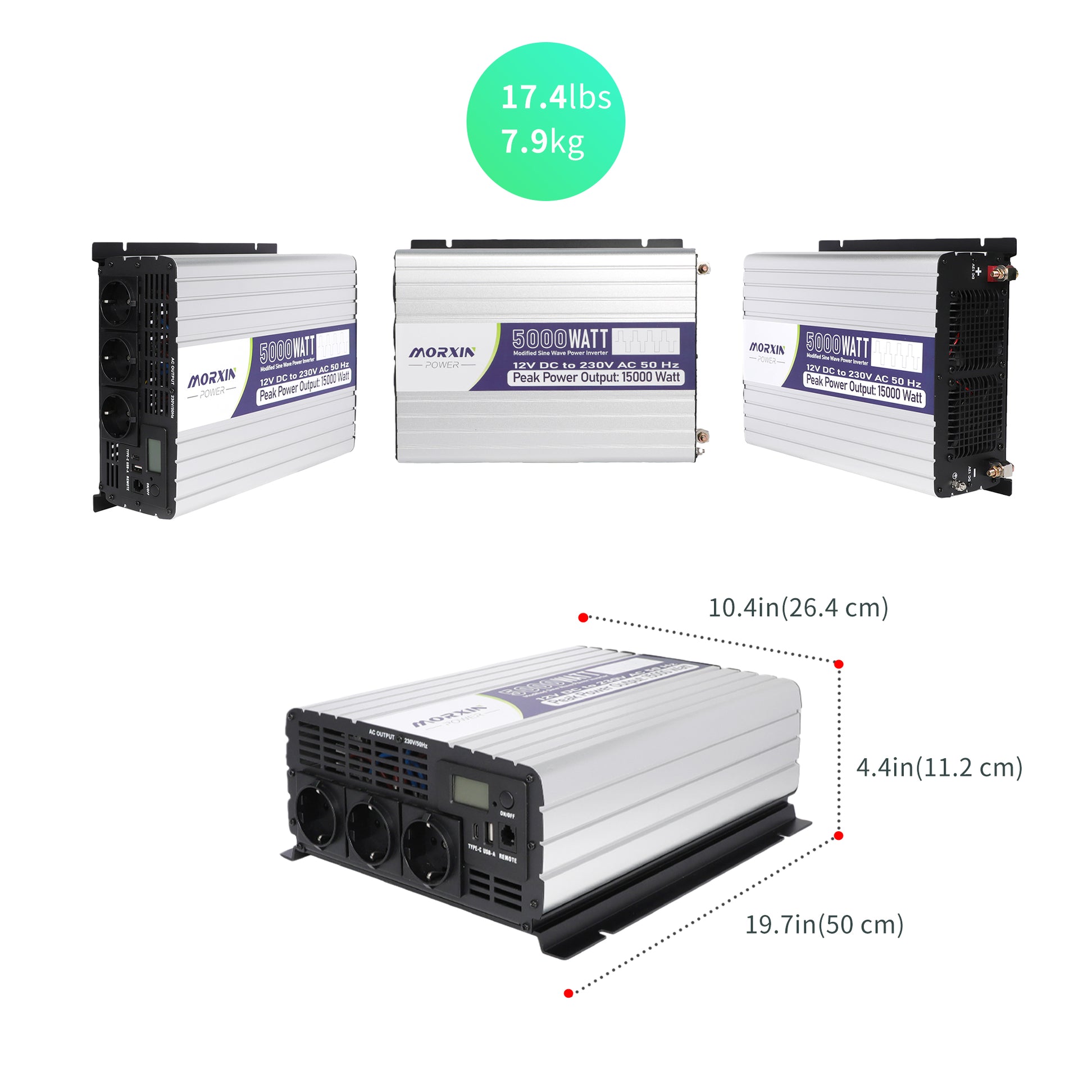Morxin Power 12V 5000W Modified Sine Wave Inverter