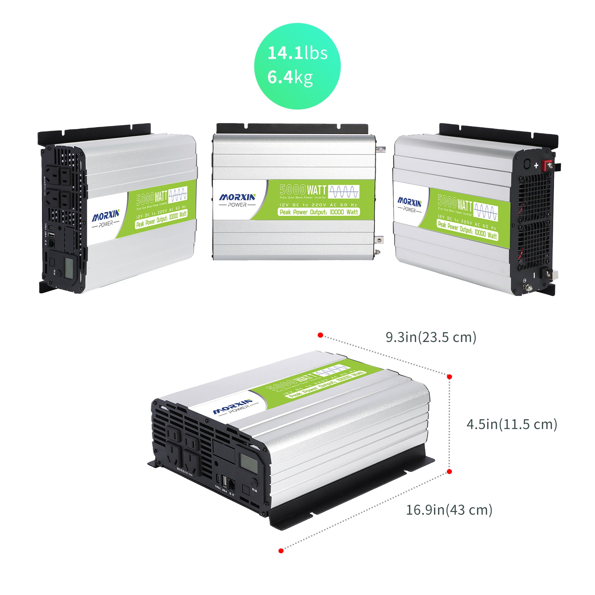 Morxin Power 12V 5000W Pure Sine Wave Inverter